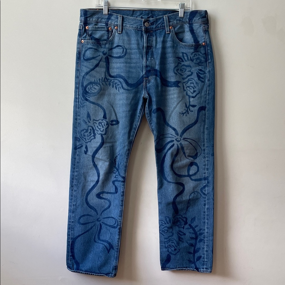 Collina Strada Levi’s vintage Blue Jeans with hand dyed pattern size xl 36x29